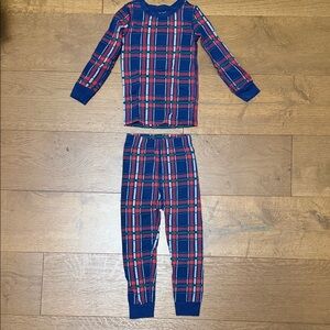 Hanna Andersson Kids Plaid Pajama Set - Navy and Red